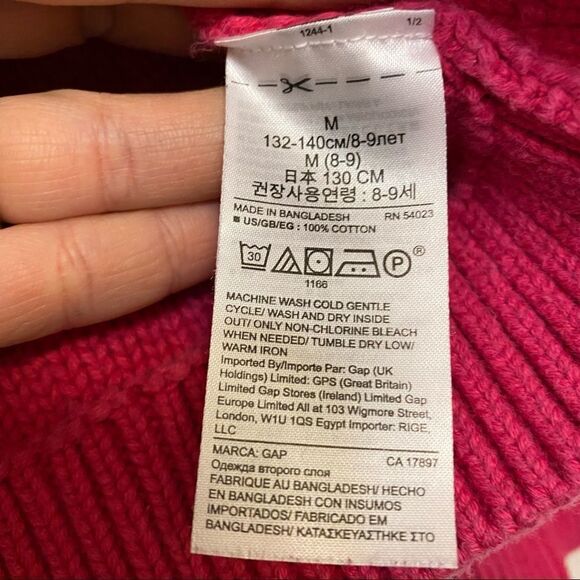 Gap kids Girl’s hot pink chunky cable knit thick fisherman sweater M 5-6 old - Picture 4 of 9